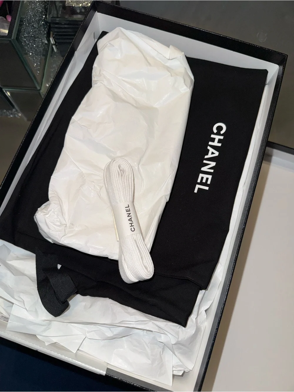 CHANEL Black and White Logo Low-Top Sneakers AUTHENTIC